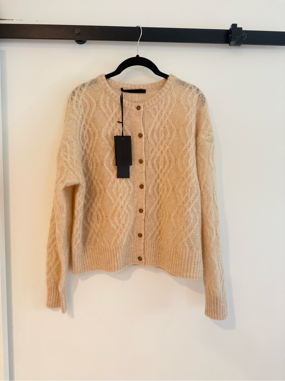 Jenni Kayne Cream Cable-Knit Button Cardigan